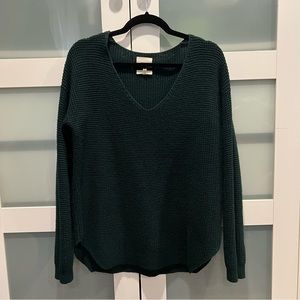 Wilfred Free Aritzia Wolter Womens Green Waffle Knit 100% Wool Sweater